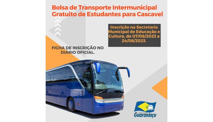 Guaraniaçu - Ficha de inscrição para transporte gratuito de estudantes universitários está disponível